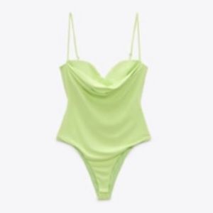 Zara draped bodysuit in pistachio green